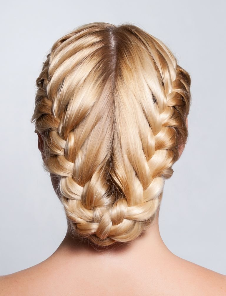 Close-up of a neatly finished French braid
