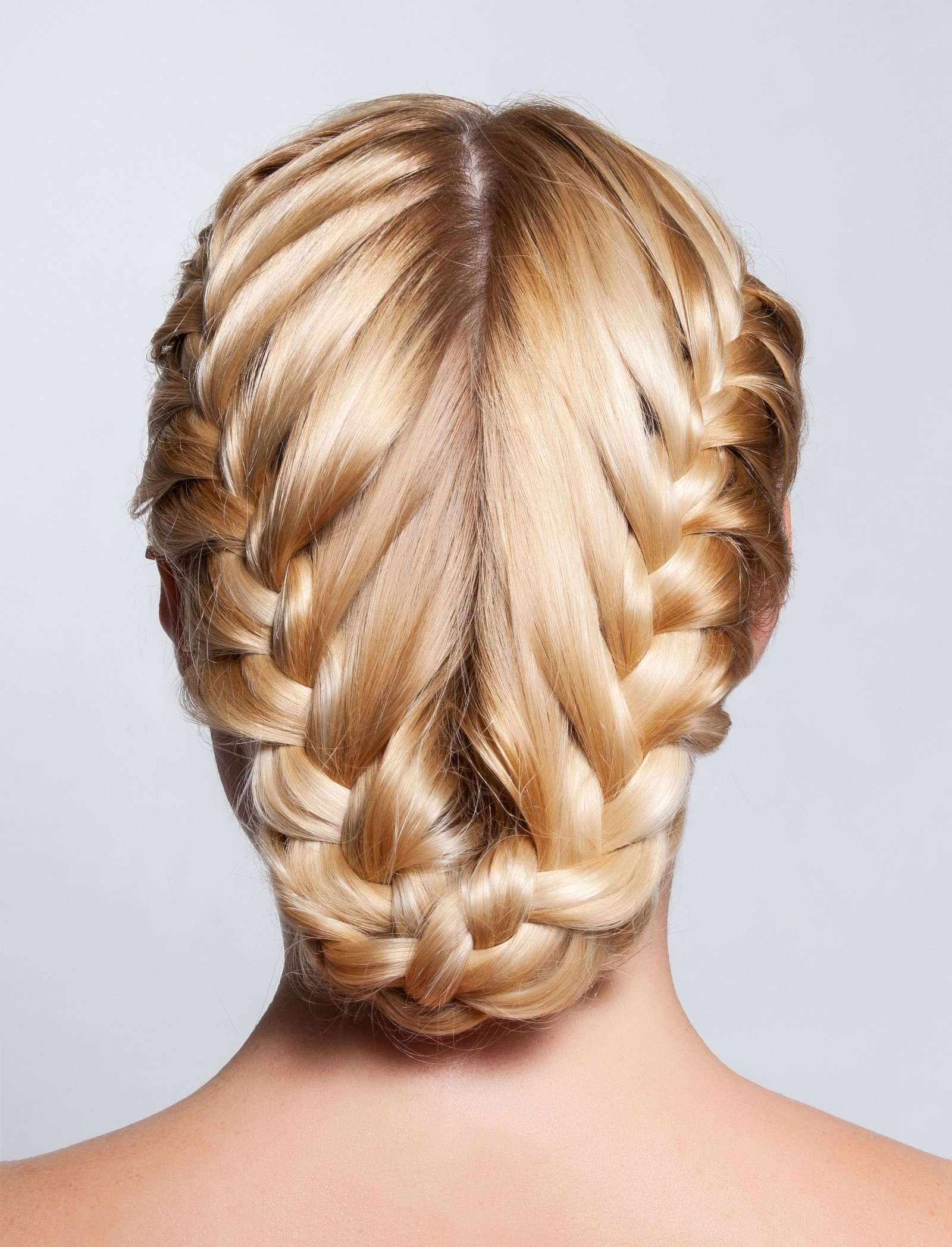 Close-up of a neatly finished French braid