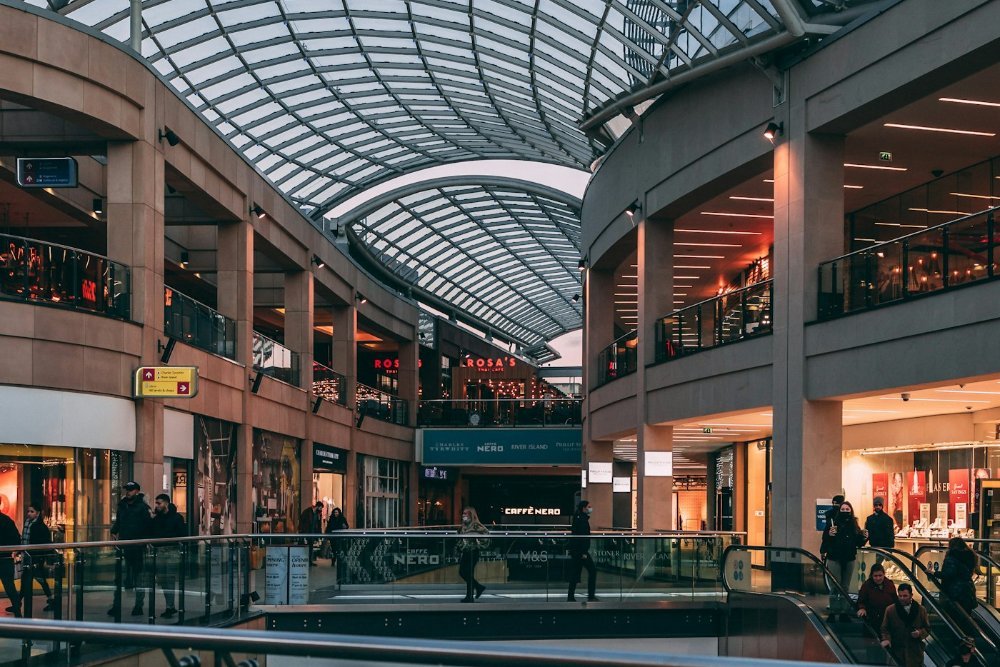 Shopping mall entrance connected to a metro station in Dubai